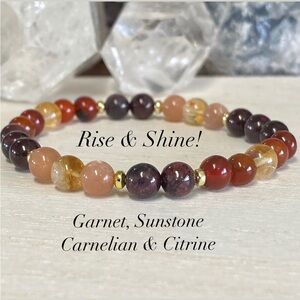 6mm Rise & Shine Garnet, Sunstone, Carnelian & Citrine Gemstone Bracelet